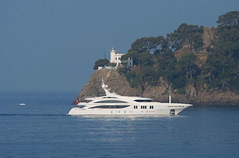 a boat on the water aboard LA BLANCA Yacht for Sale