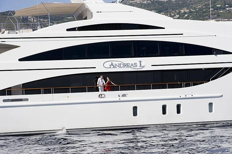 a white yacht in the water aboard LA BLANCA Yacht for Sale