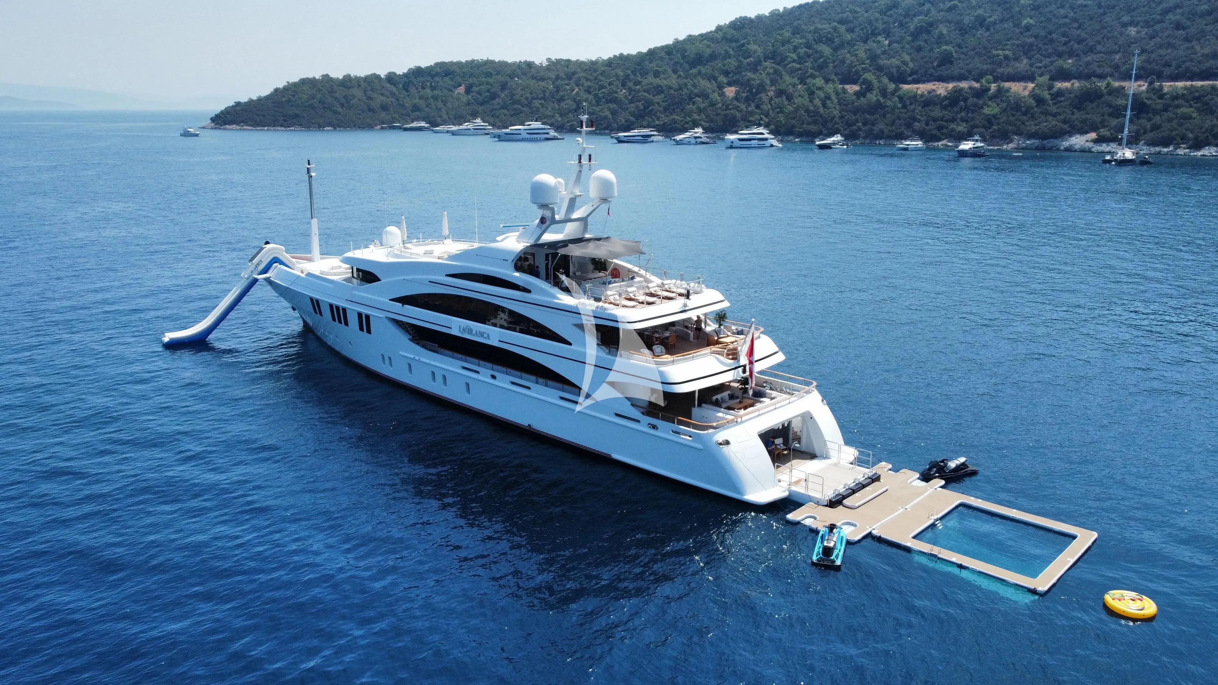 a boat in the water aboard LA BLANCA Yacht for Sale