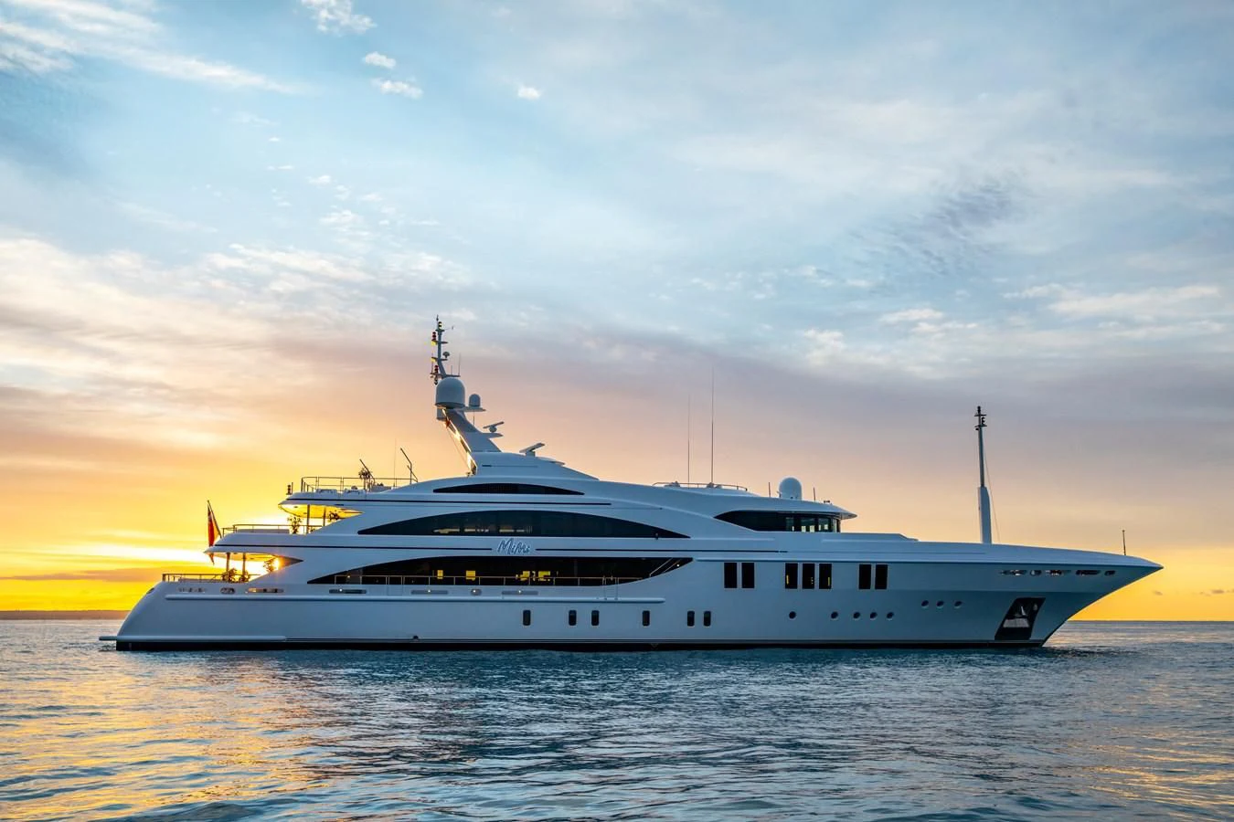 a white yacht in the water aboard LA BLANCA Yacht for Sale
