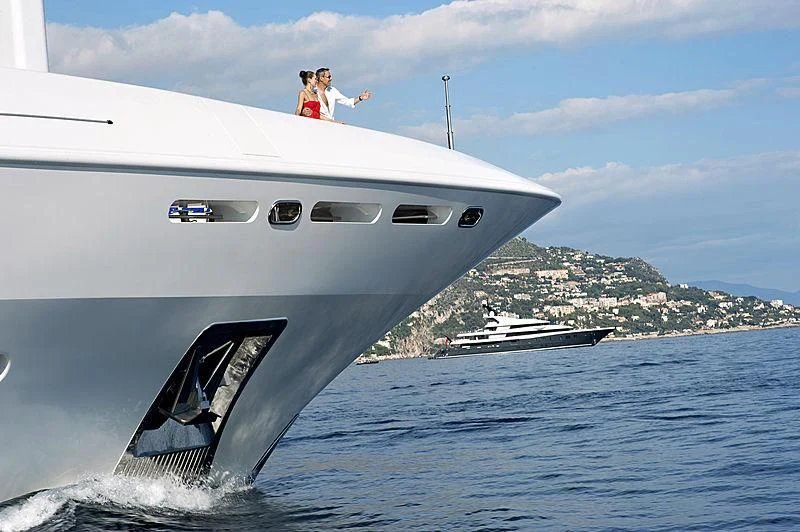 a person on a boat aboard LA BLANCA Yacht for Sale