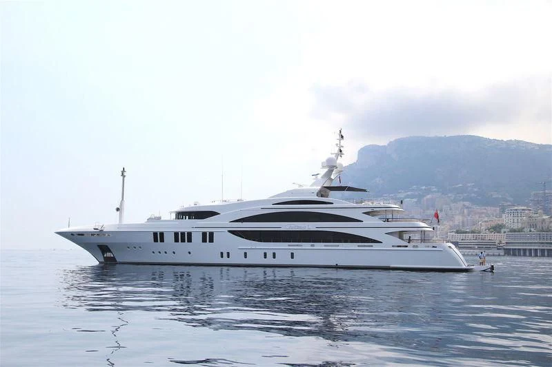 a white yacht in the water aboard LA BLANCA Yacht for Sale