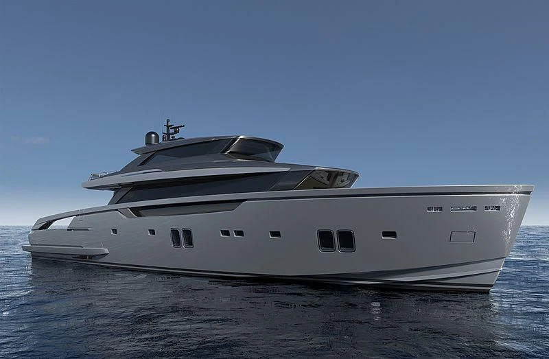 a white yacht in the water aboard LA LUNA Yacht for Sale