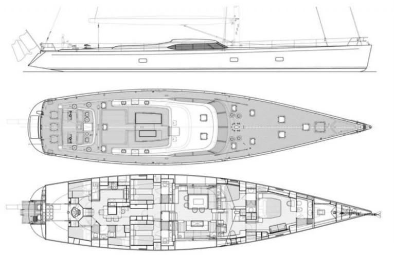 diagram, engineering drawing aboard STARFALL Yacht for Sale