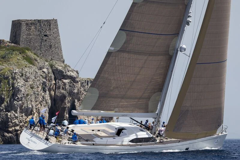 a boat sailing on the water aboard STARFALL Yacht for Sale
