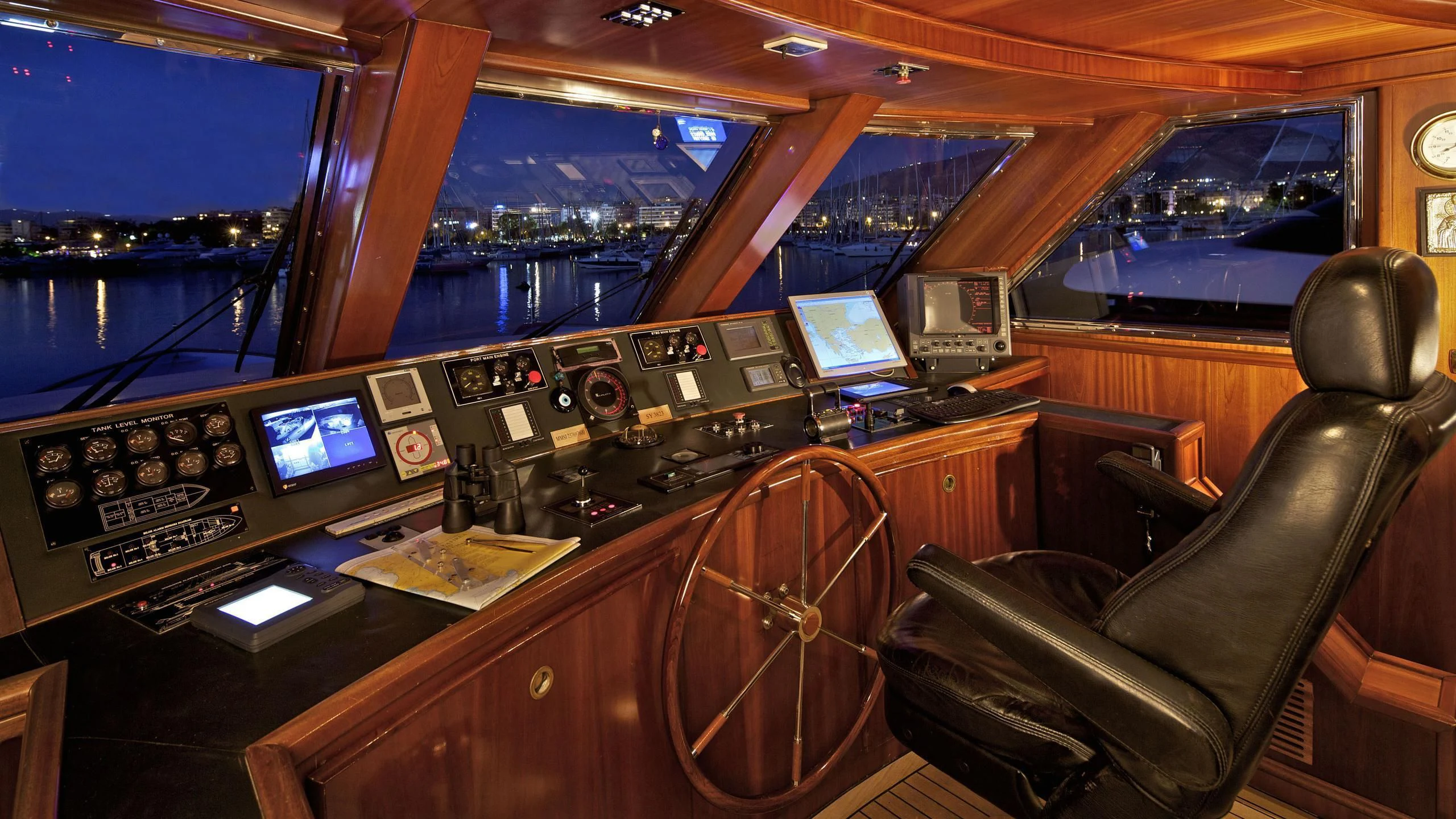inside of a control room aboard O'RION Yacht for Charter