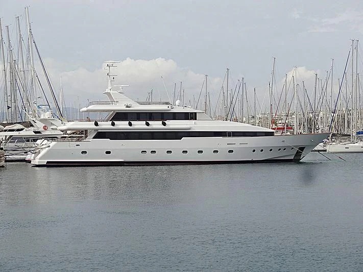 a white yacht in the water aboard O'RION Yacht for Charter