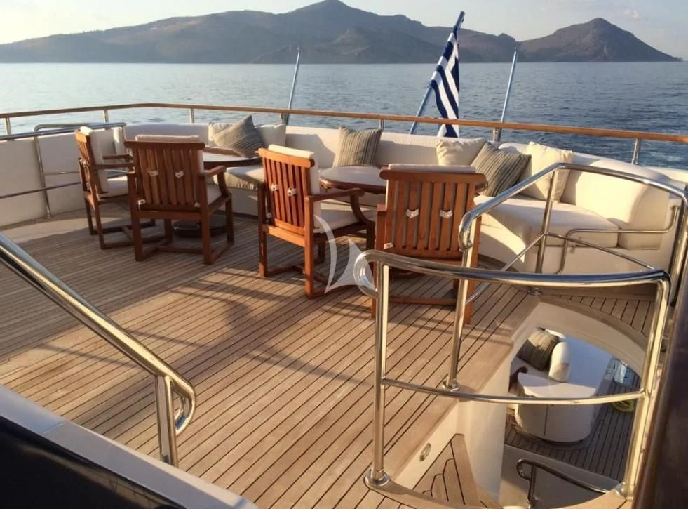a boat on a deck aboard O'RION Yacht for Charter