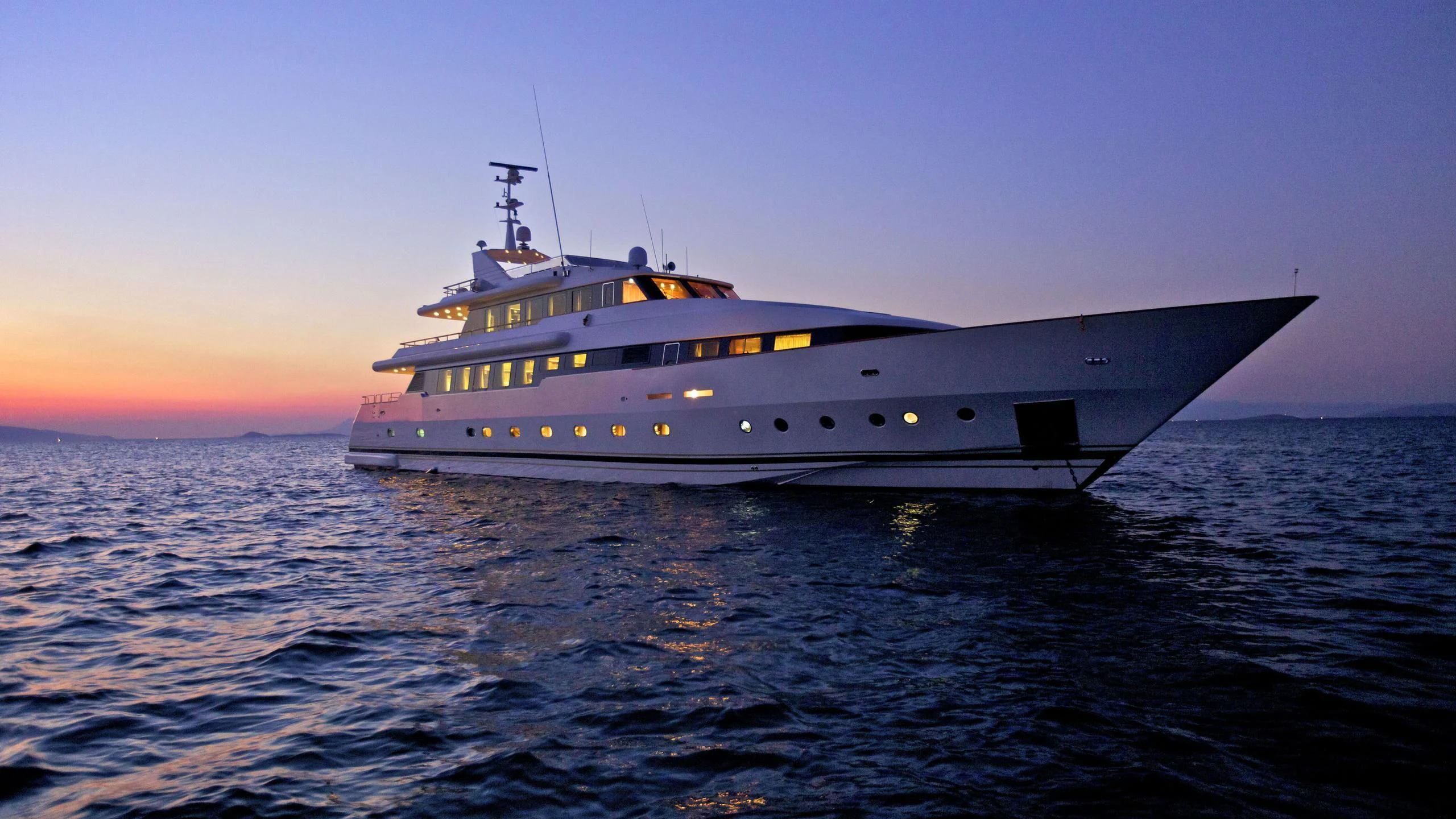 a large ship in the water aboard O'RION Yacht for Charter