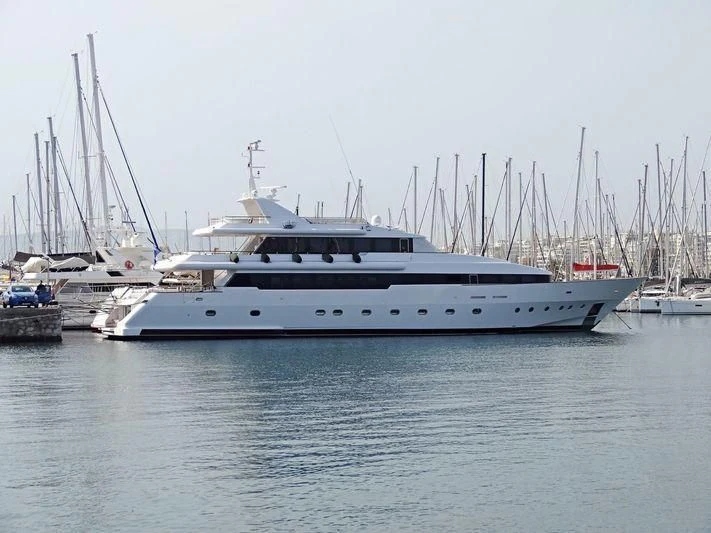 a white yacht in the water aboard O'RION Yacht for Charter