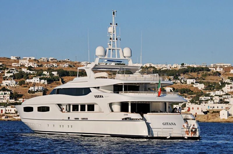 a white boat in the water aboard BLANCA Yacht for Sale