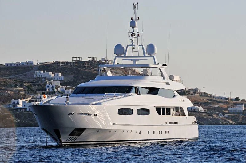 a white yacht in the water aboard BLANCA Yacht for Sale
