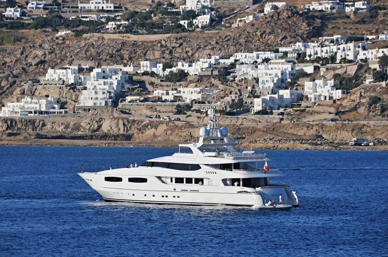 a white yacht in the water aboard BLANCA Yacht for Sale