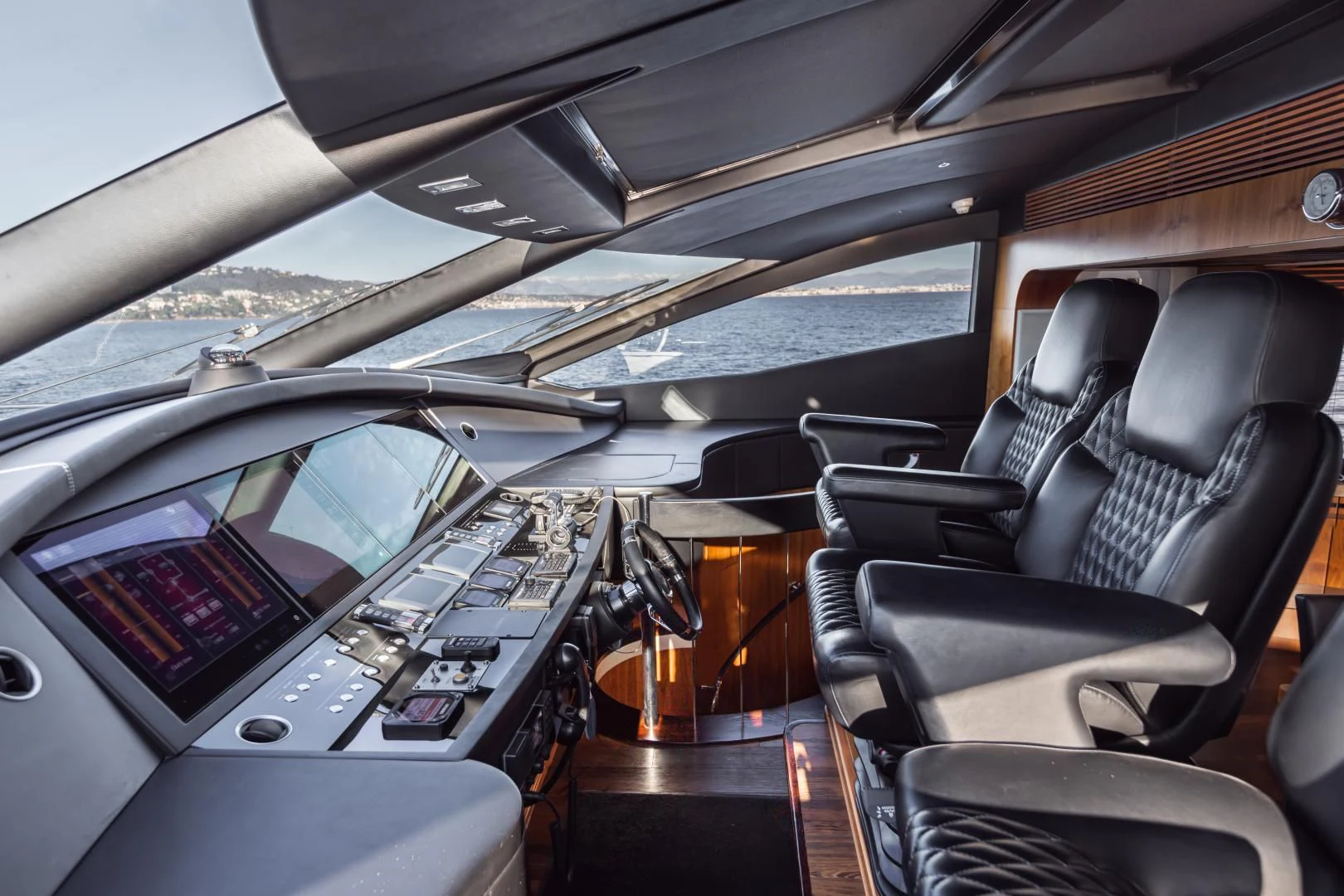inside of a car aboard FREAKY FRANKS Yacht for Sale