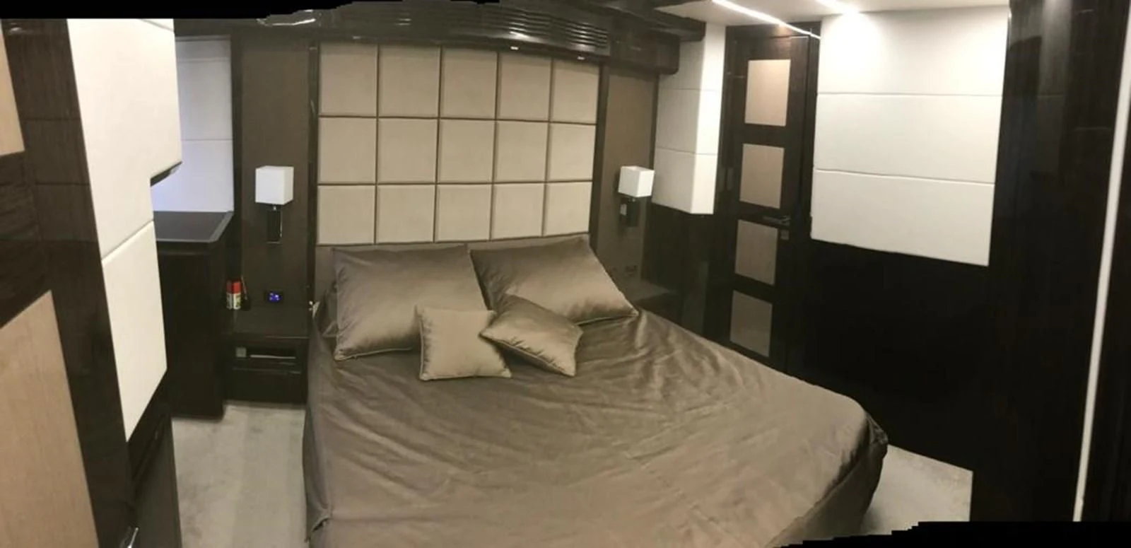 a bed with pillows aboard GALEON 640 Yacht for Sale