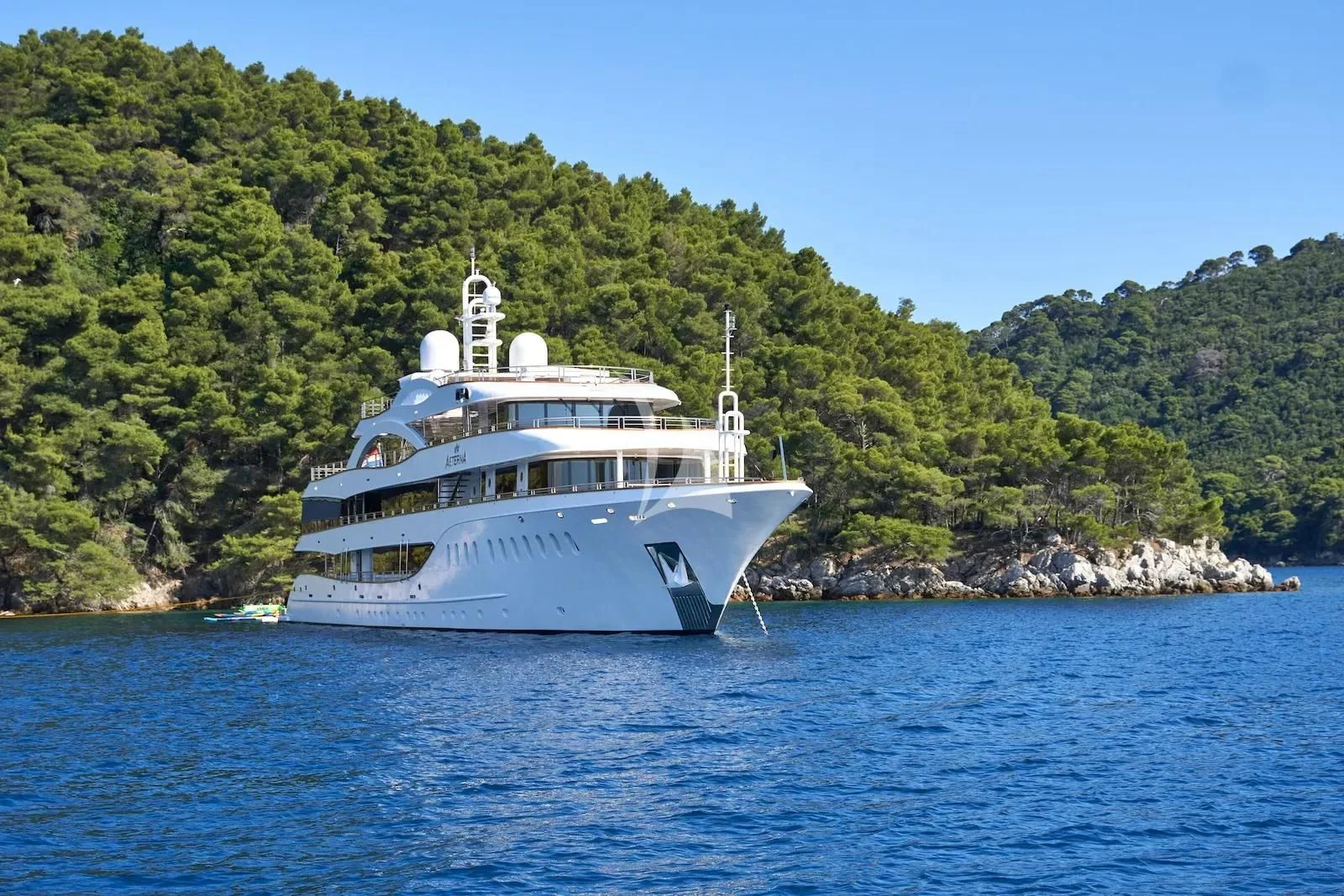 a boat on the water aboard AETERNA Yacht for Sale