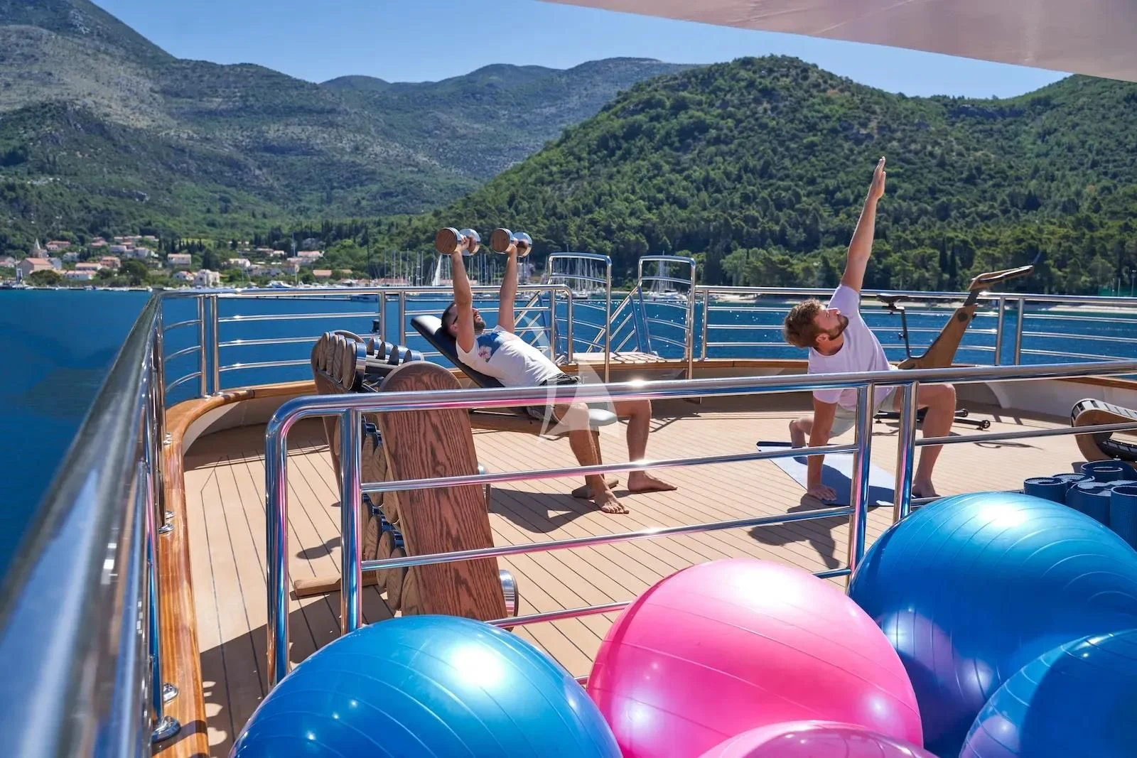 a group of people on a boat aboard AETERNA Yacht for Sale