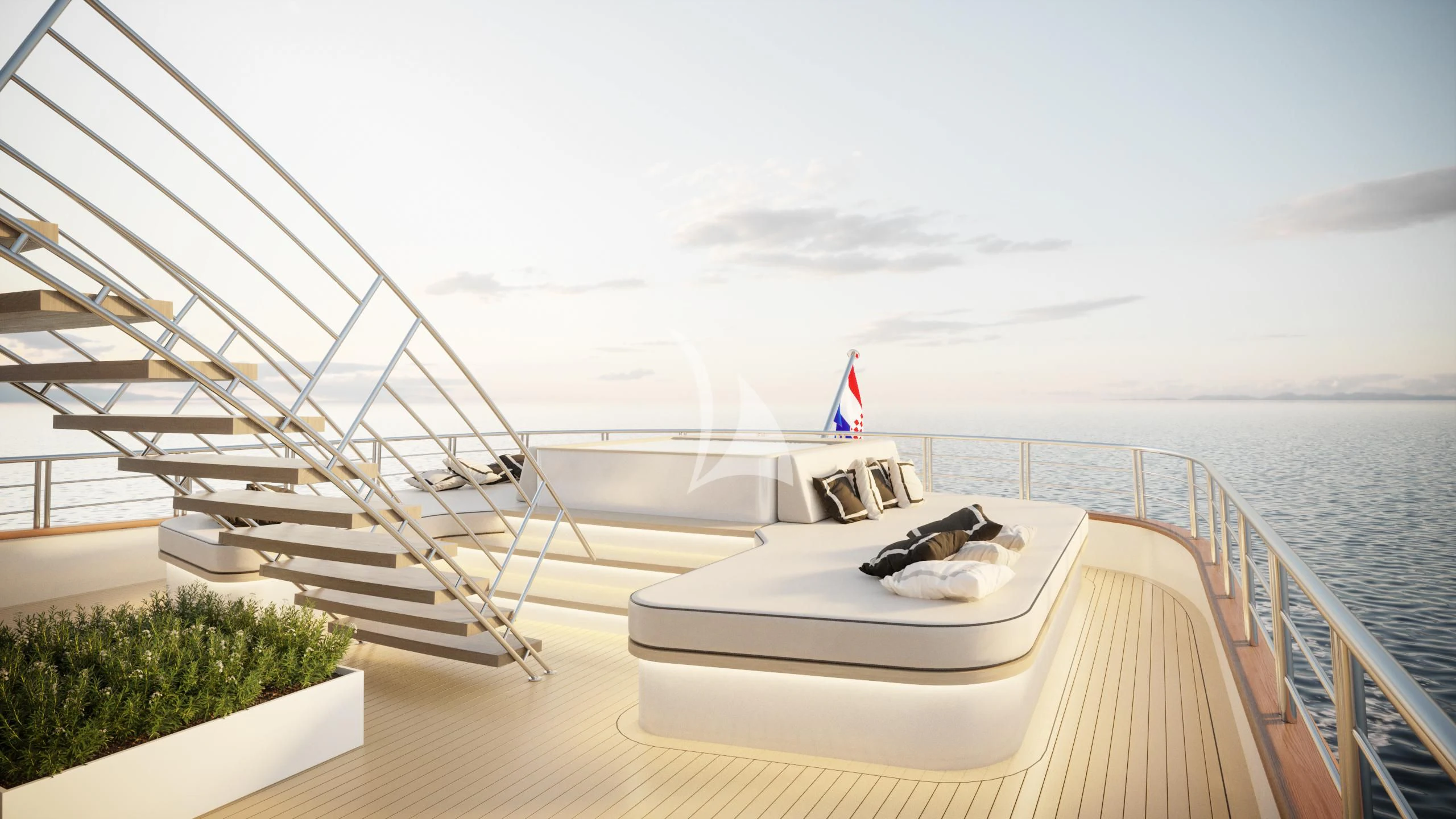 a boat on a deck aboard AETERNA Yacht for Sale