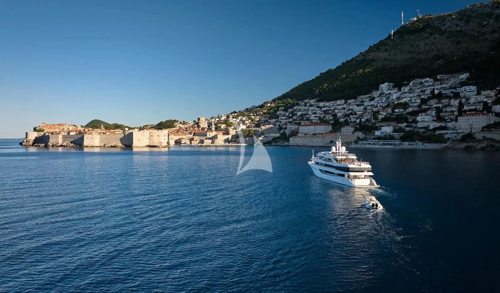 a boat sailing on the water aboard AETERNA Yacht for Sale