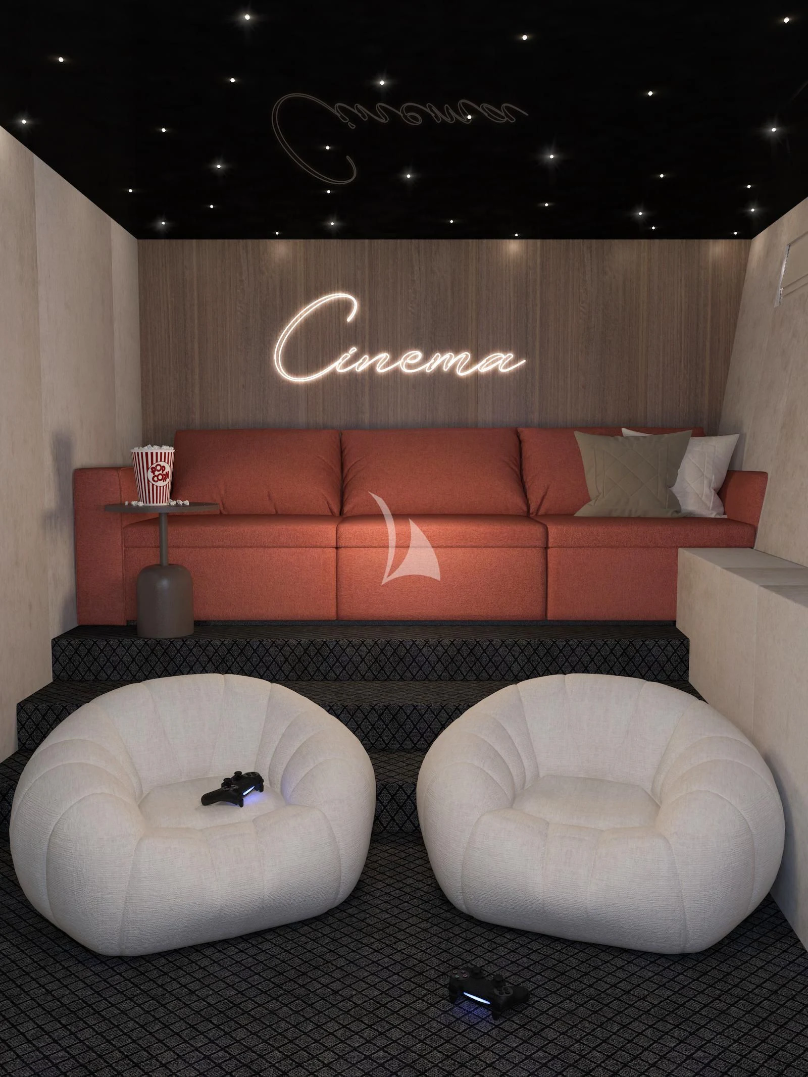a couple of white couches aboard AETERNA Yacht for Sale