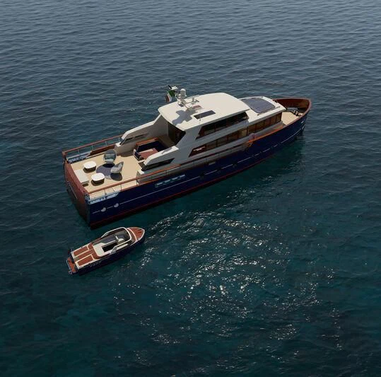 a boat on the water aboard PICCHIOTTI GENTLEMAN YACHT 24M/01 Yacht for Sale