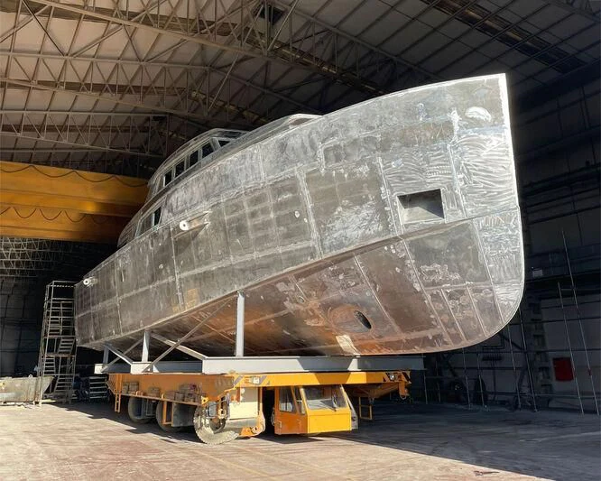 a large metal object in a warehouse aboard PICCHIOTTI GENTLEMAN YACHT 24M/01 Yacht for Sale