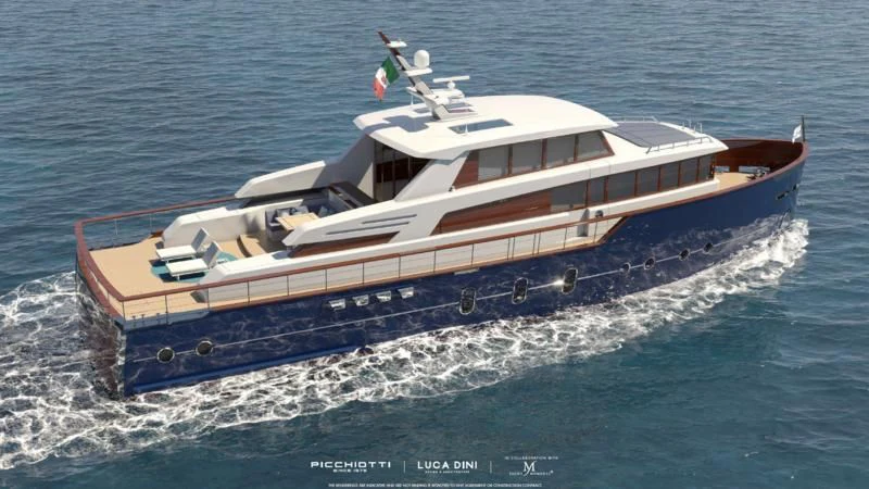a boat on the water aboard PICCHIOTTI GENTLEMAN YACHT 24M/01 Yacht for Sale
