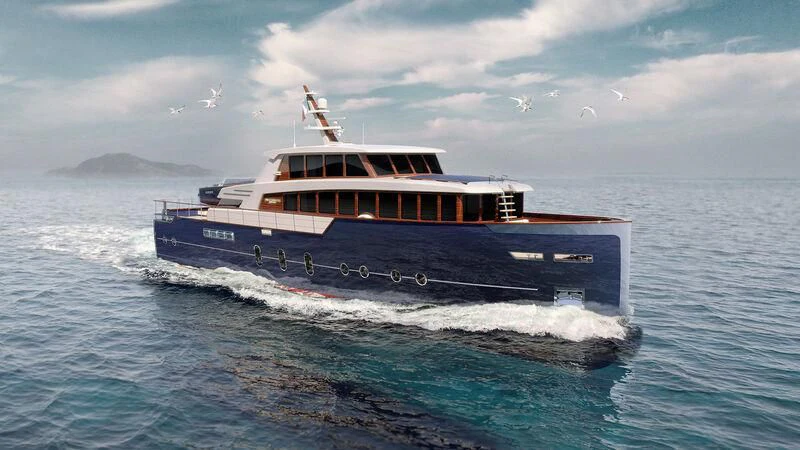 a boat on the water aboard PICCHIOTTI GENTLEMAN YACHT 24M/01 Yacht for Sale