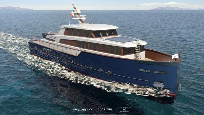 a large ship in the water aboard PICCHIOTTI GENTLEMAN YACHT 24M/01 Yacht for Sale