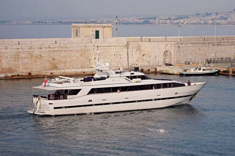 a white boat on the water aboard AVELLA Yacht for Sale