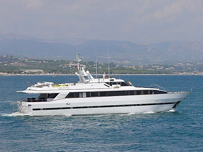 a white yacht in the water aboard AVELLA Yacht for Sale