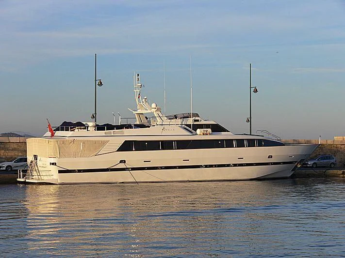a large white boat in the water aboard AVELLA Yacht for Sale