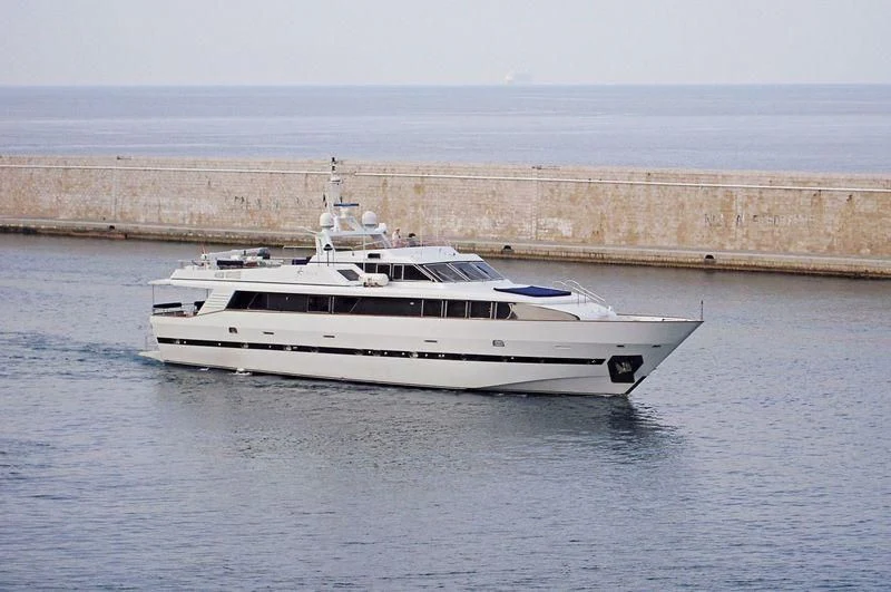 a white boat in the water aboard AVELLA Yacht for Sale