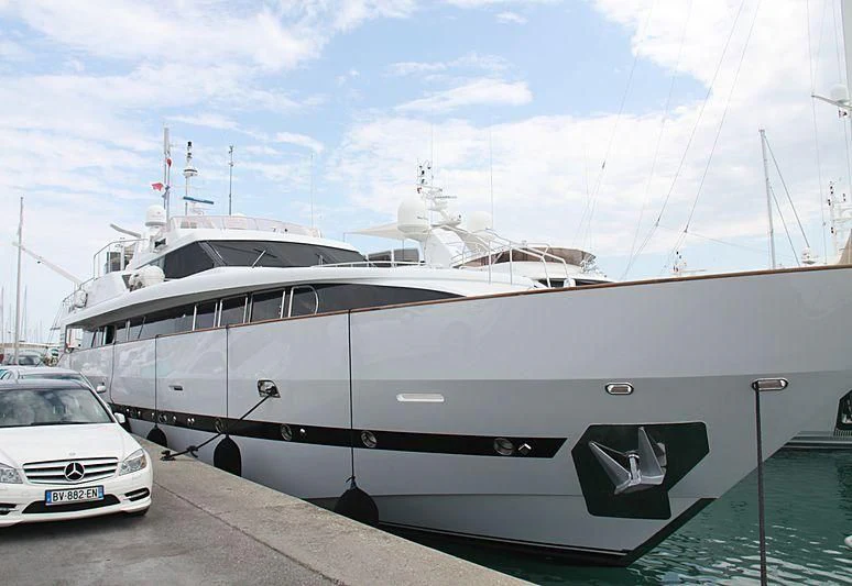a large white yacht aboard AVELLA Yacht for Sale