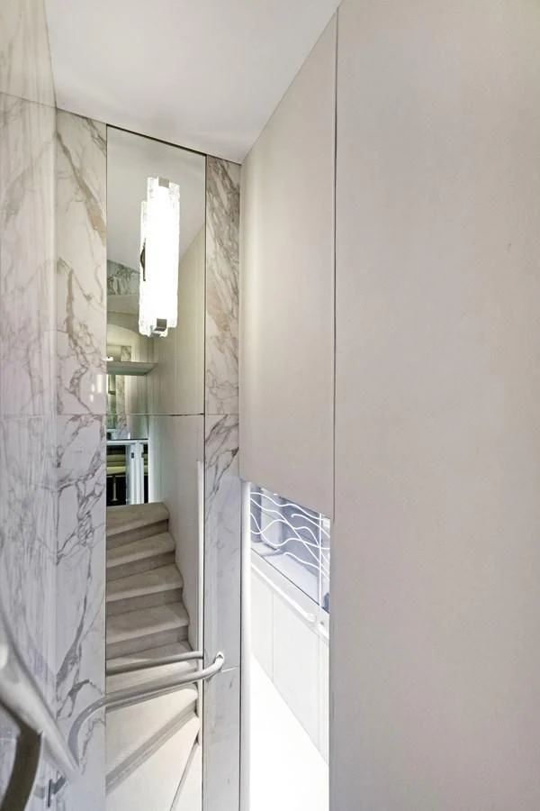 a hallway with a staircase aboard MARY KATHLENE Yacht for Sale