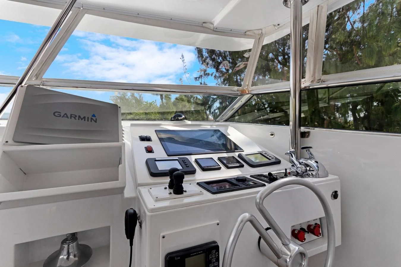 a white vehicle with a couple of white and black electronic devices on the front aboard MARY KATHLENE Yacht for Sale