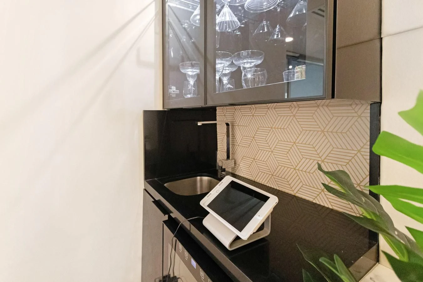 a laptop on a counter aboard MARY KATHLENE Yacht for Sale