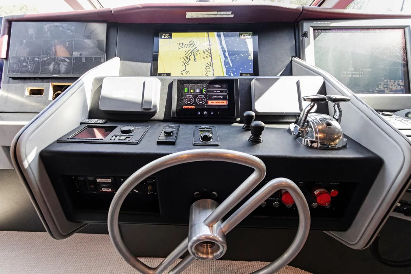 a car with a steering wheel and a steering wheel aboard MARY KATHLENE Yacht for Sale