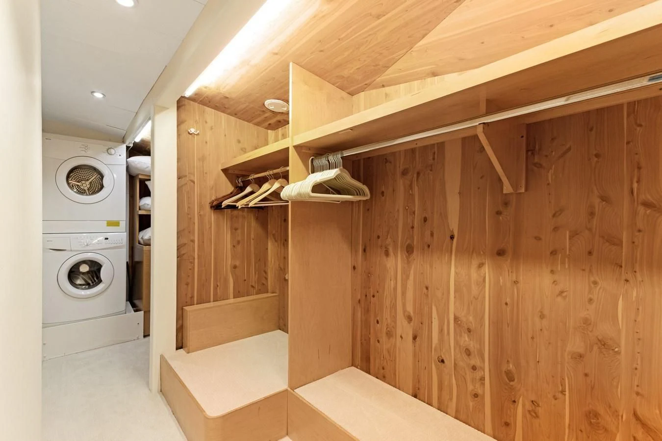 a wooden room with a dryer and dryer aboard MARY KATHLENE Yacht for Sale