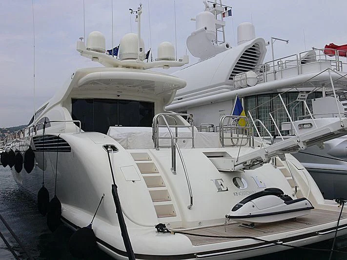 a large white boat aboard EOL B Yacht for Sale