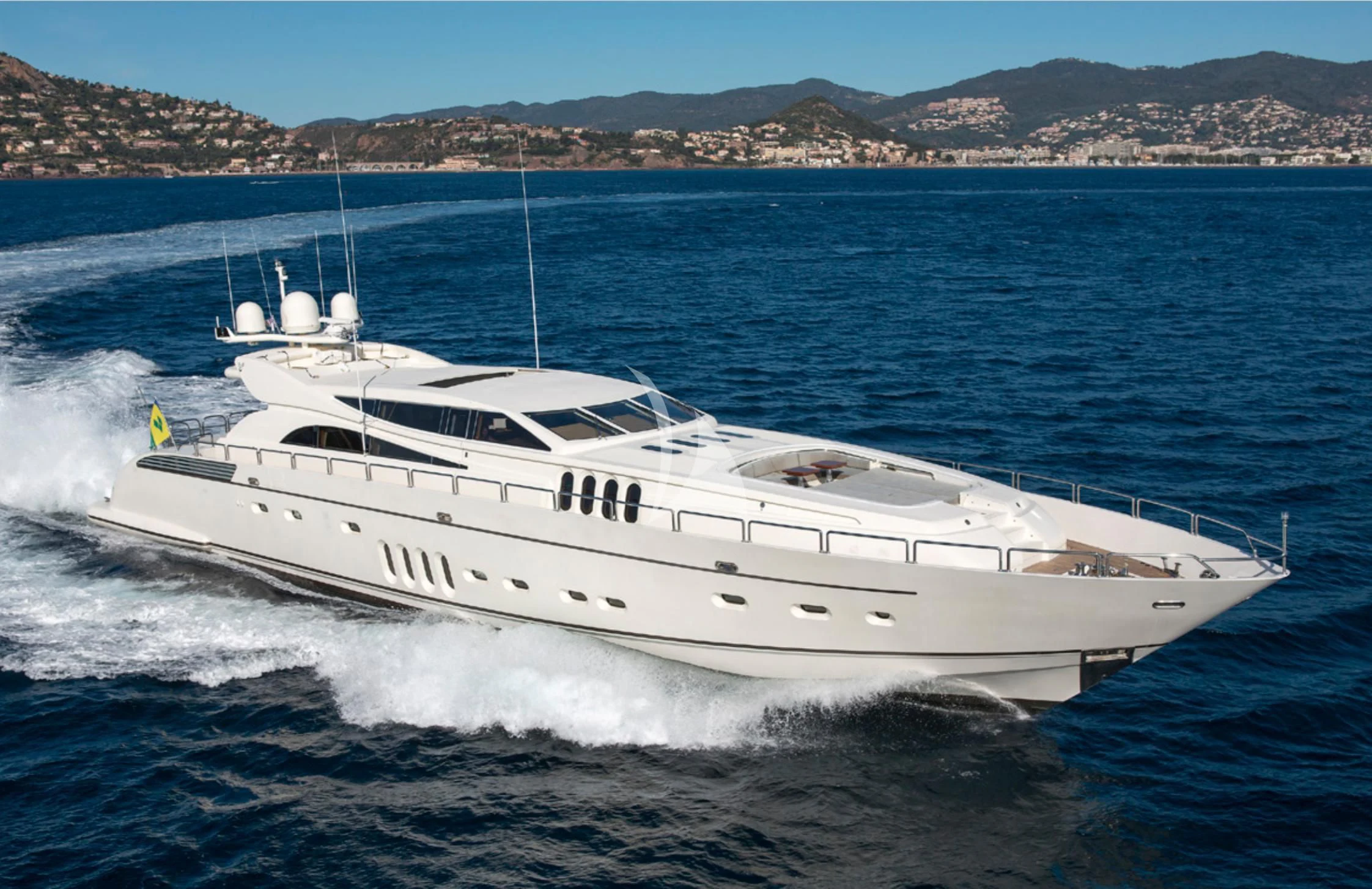 a white yacht on the water aboard EOL B Yacht for Sale