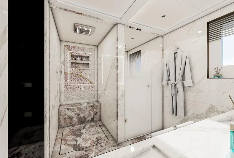 a room with a sink and a bathtub aboard ETERNAL SPARK Yacht for Sale