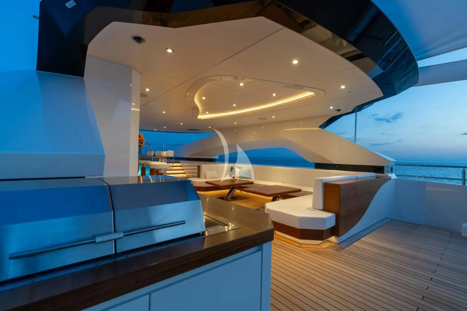 a large room with a large white and blue display case aboard ETERNAL SPARK Yacht for Sale