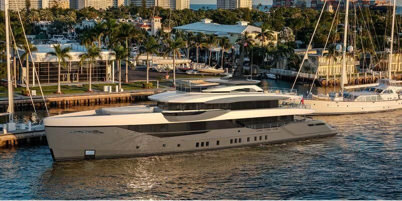 a group of boats in a harbor aboard ETERNAL SPARK Yacht for Sale