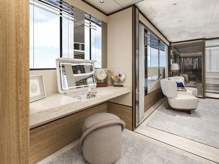 a modern bathroom with a large bathtub aboard ETERNAL SPARK Yacht for Sale