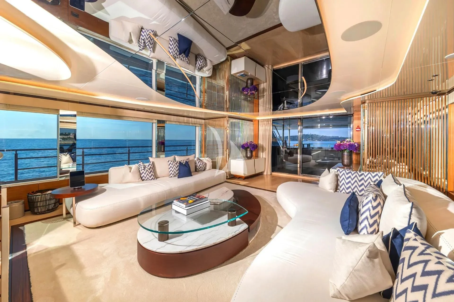 a room with a couch and a table aboard ETERNAL SPARK Yacht for Sale