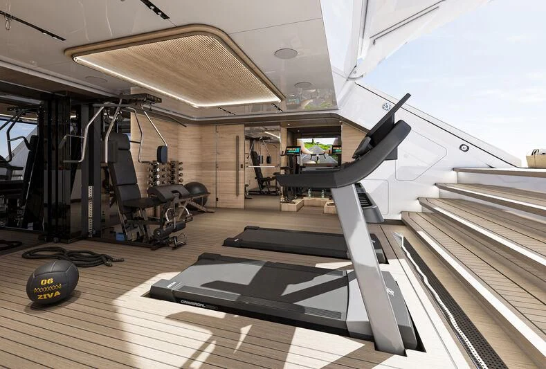 a treadmill in a gym aboard ETERNAL SPARK Yacht for Sale