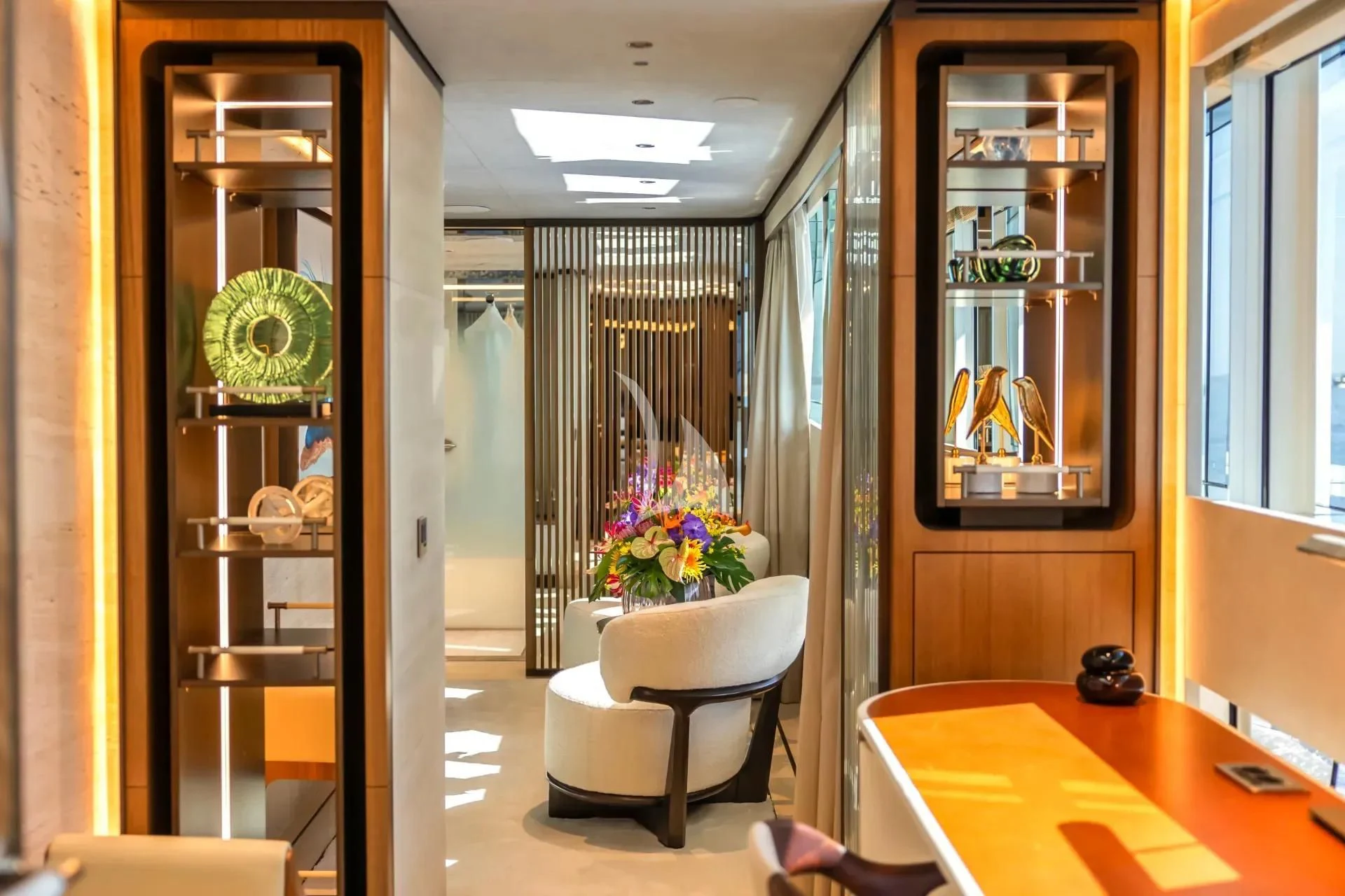 a room with a table and chairs aboard ETERNAL SPARK Yacht for Sale