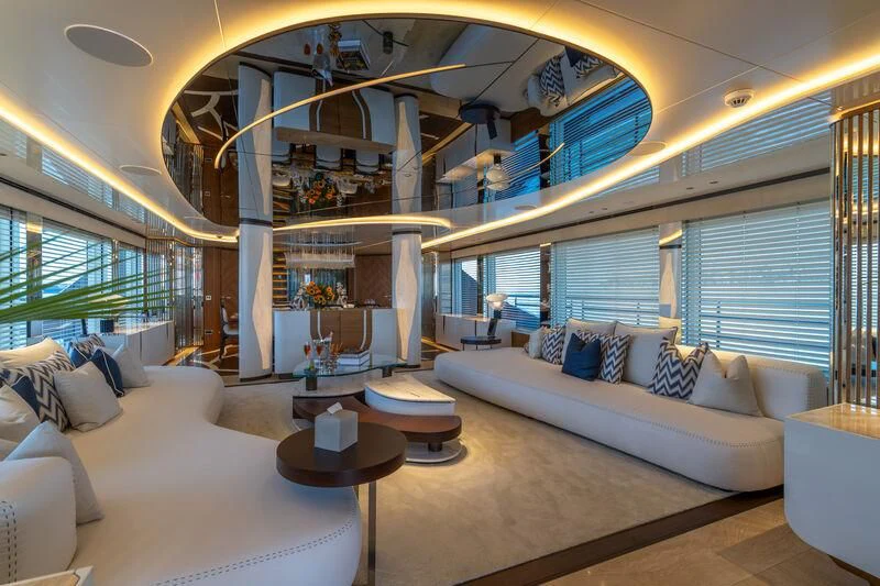 a room with a couch and a table aboard ETERNAL SPARK Yacht for Sale