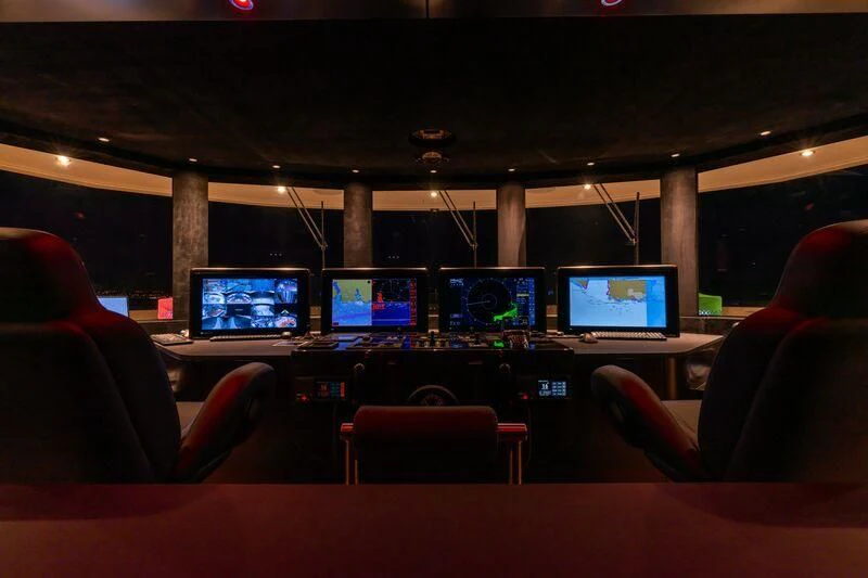 a vehicle with many monitors aboard ETERNAL SPARK Yacht for Sale